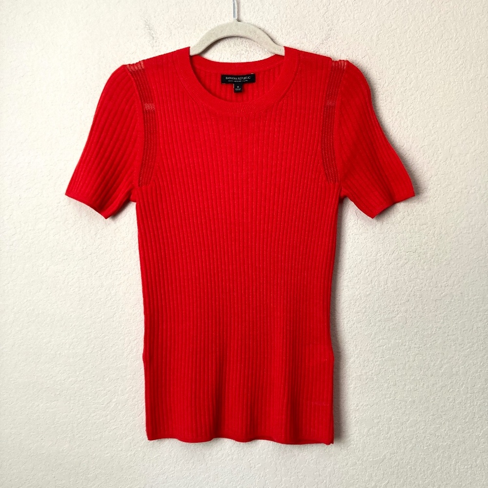 BUNDLE (3) Banana Republic 100% Merino Wool Short Sleeve Vibrant Sweater Tops - Picture 3 of 16